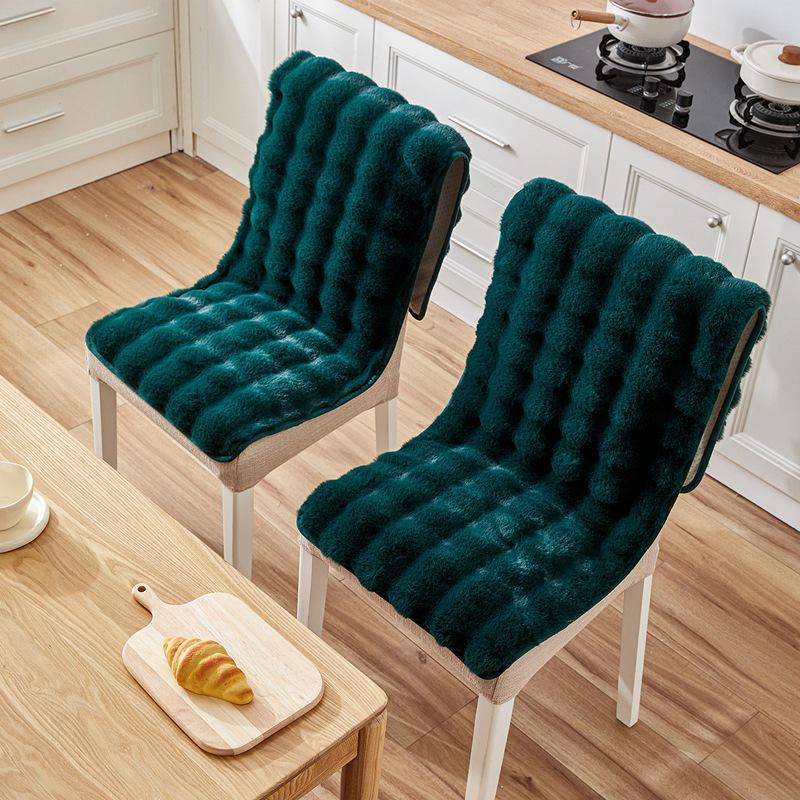 Winter Plush Non-Slip Thick Chair Cushion with Integrated Backrest for Living Room, Dining, and Office