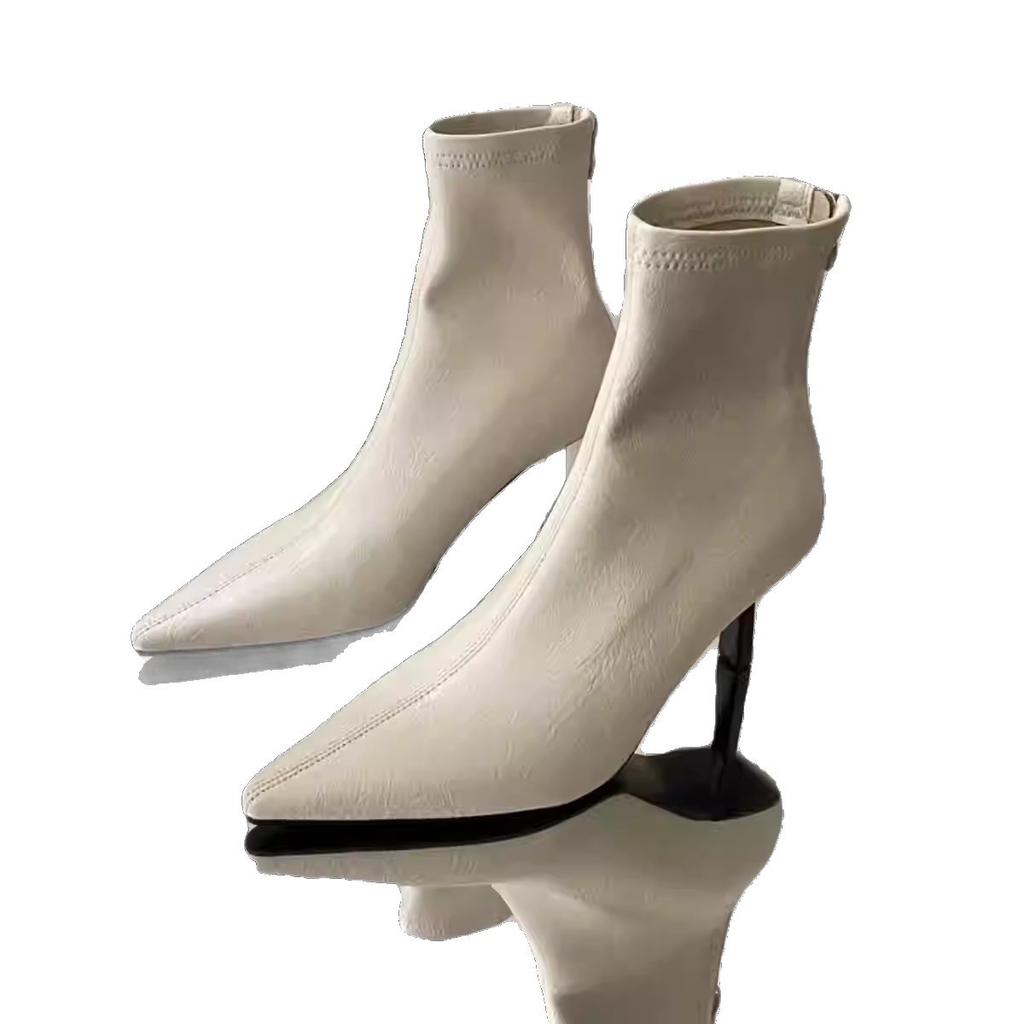 Thin Heel Short Boots Women'S Autumn And Winter Pointed Boots Temperament Chelsea Boots Thin Boots Thin High Heel Boots