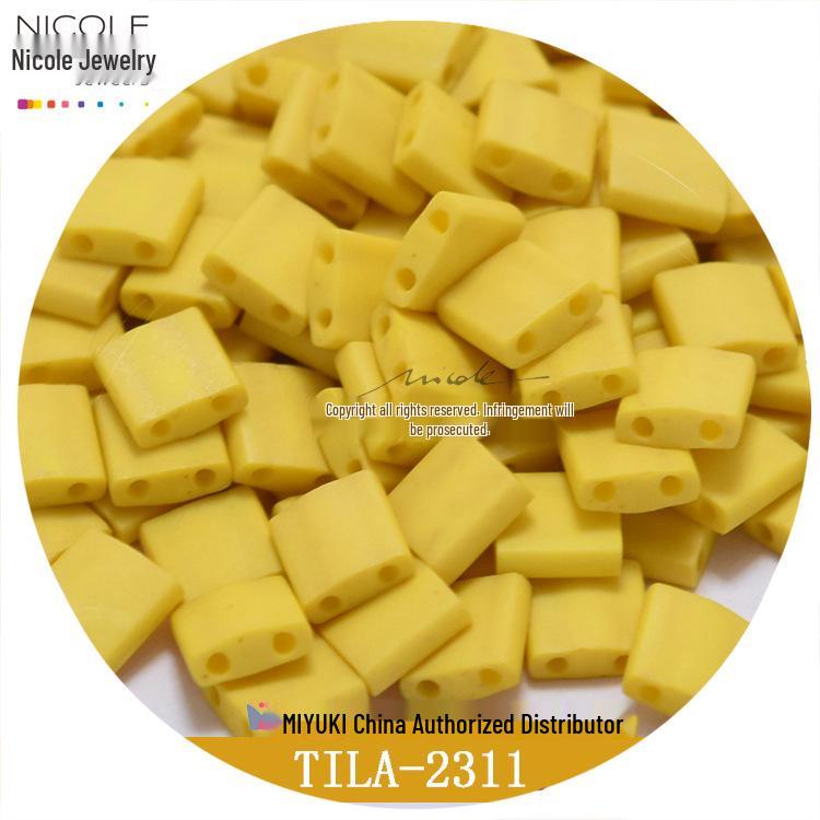 Frosted Iridescent MIYUKI Tila Square Double-Hole Beads, 10g