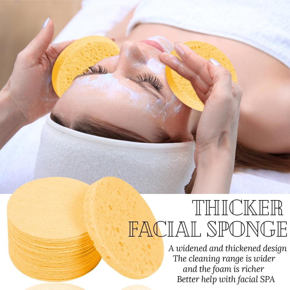 10 packs of compressed facial sponges, suitable for daily cleansing and gentle exfoliation, 100% natural cellulose beauty sponge