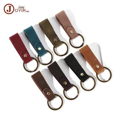Retro Handmade Cowhide Leather Keychain Pendant - Unique Gift Accessory for Home & Car
