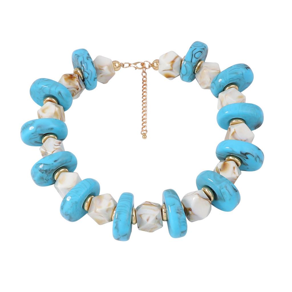 European and American retro simple casual exaggerated geometric beaded color matching necklace versatile commuter women's necklace