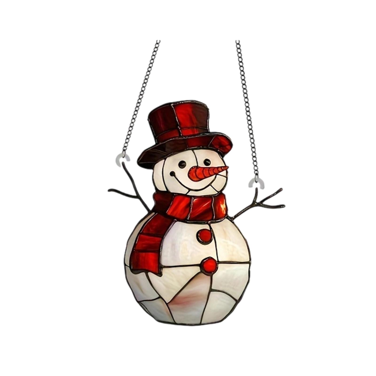 

2D Красный Акриловый Подвесной Декор на Окно, Ловец Света Снеговик, Рождественское Праздничное Украшение для Дома и Улицы, 20см*16см One Size