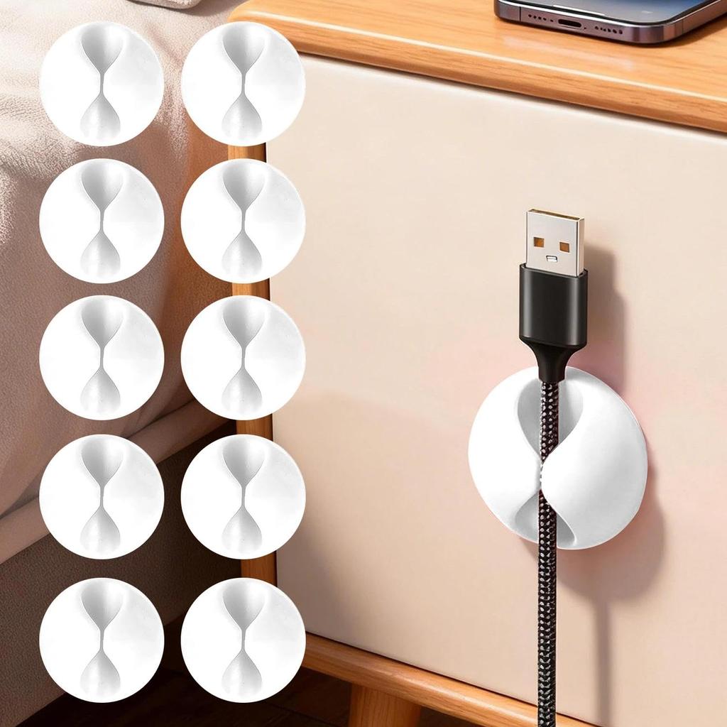 10PCS Desk Cable Organizer Clips for Wire Management Adhesive Cord Holders USB Charging Cables Office Desktop Organization