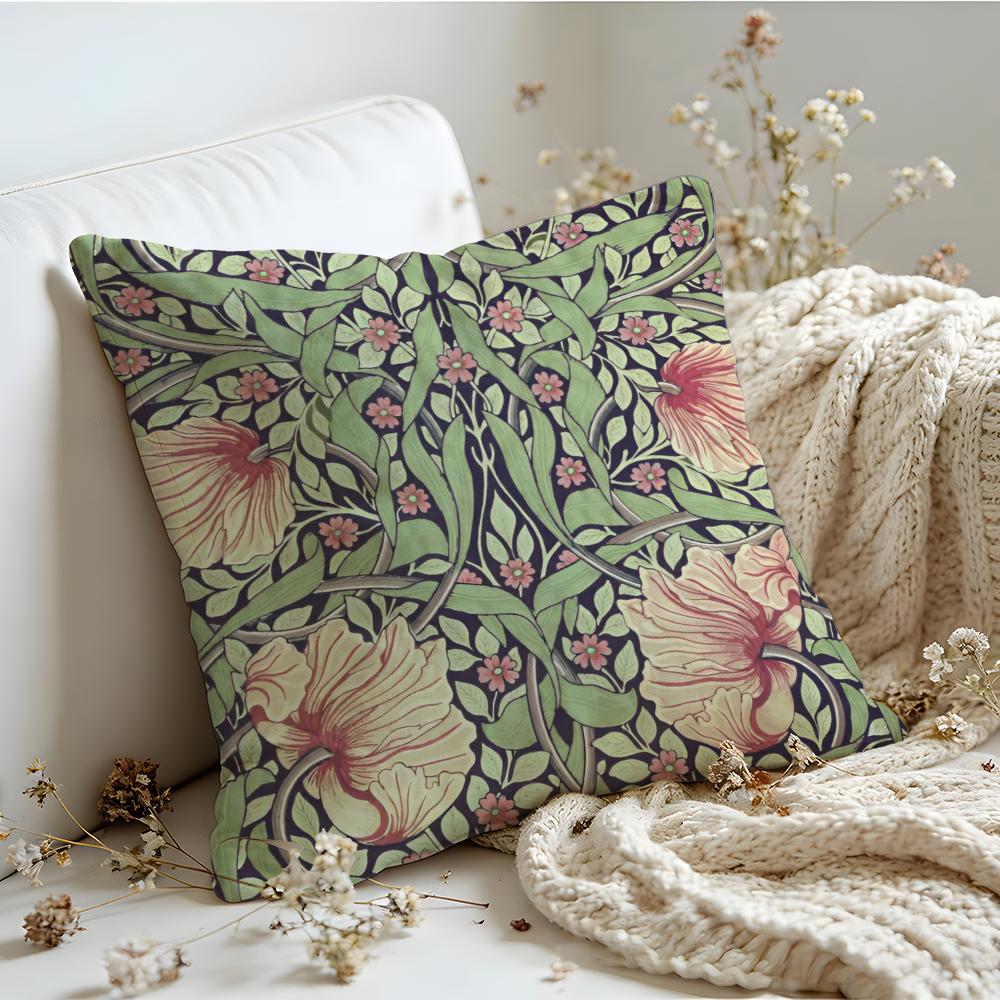 Cushion Cover  Linen  SkinFriendly Soft Decorative Case For Sofa Home Decor Art WWilliam MMorris Flower Pillow cover