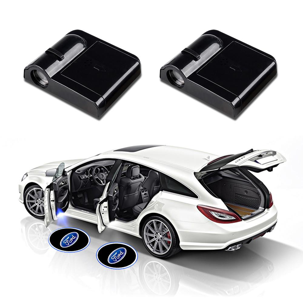 BQYI9 1/2Pcs Led Car Door Welcome Laser Projector Logo Ghost Shadow Lights Courtesy Decor Lamp For Ford Focus Fiesta Ranger Mondeo