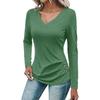 Women's Loose Fashion Solid Colour Long Sleeve Top Button Detail Knitted Multi Stretch Comfort T Shirt