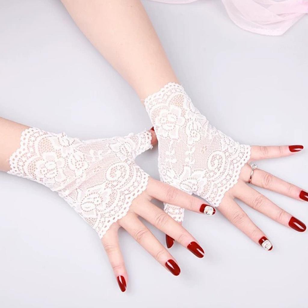 Lace Gloves Cute Women's Sunscreen Summer Breathable Dew Finger Fashion Half Finger Scar Covering Gloves