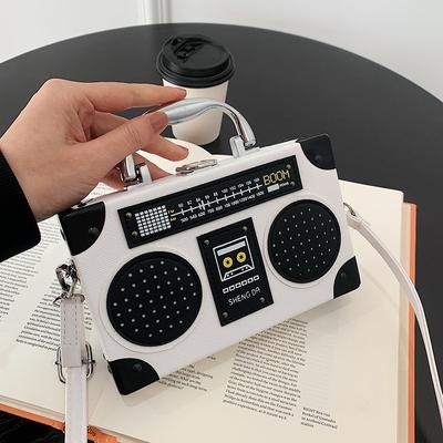Foreign Trade Fashion Bags Radio Box Bag 2025 European and American Creative Personality Funny Retro Shoulder Crossbody Bag Women