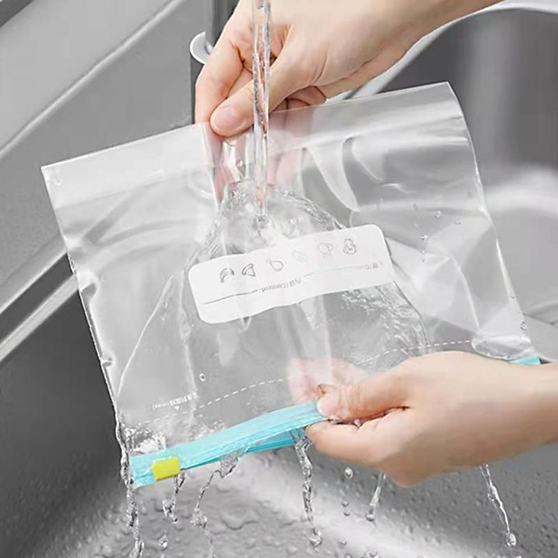 Food Saran Wrap Plastic Bags Reusable Kitchen Refrigerator Food Storage Transparent Ziplock Bag Freshproof Leakproof Storage Bag