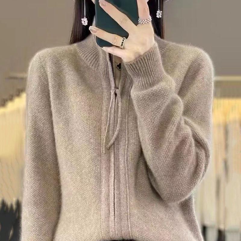 2024 Fall/Winter Lapel Double Zipper Knitwear: Soft, Skin-Friendly, Loose, Versatile, Slimming, Stylish Sweater
