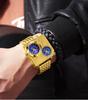 Oulm Men's Dual Time Zone Large Dial Quartz Watch with Steel Band, Gold, Hot Seller