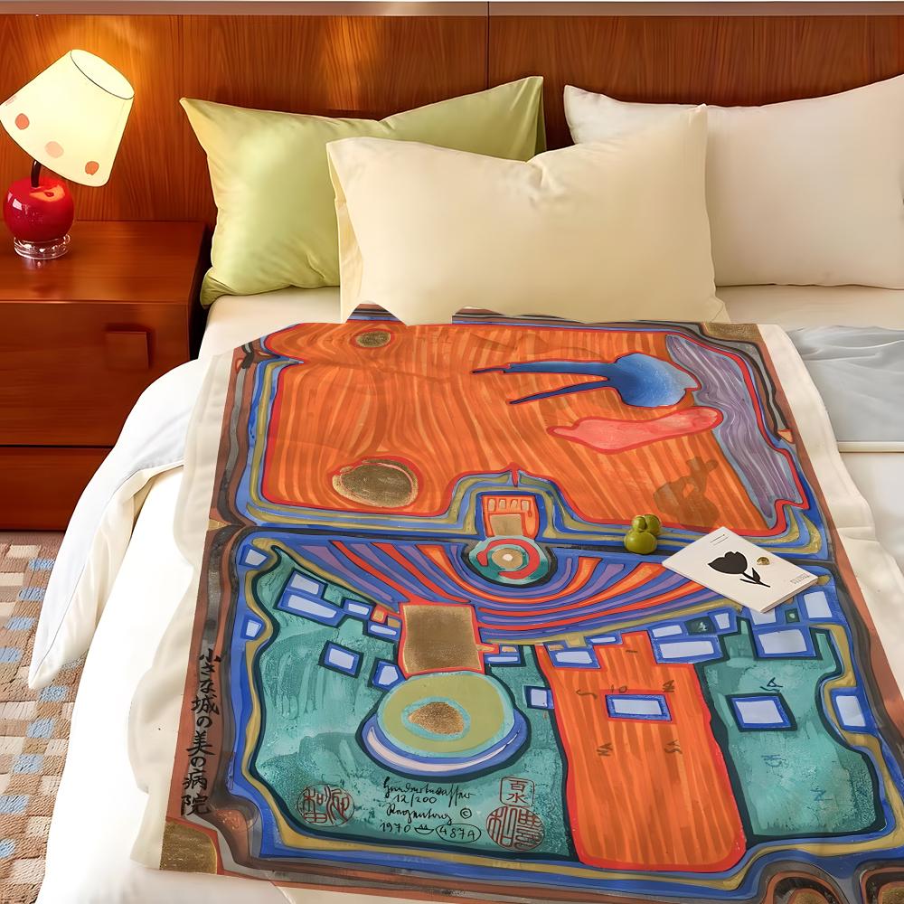 Künstler F-Friedensreich H-Hundertwasser Überwurf Flanell Überwurfdecke, Leicht Gemütlich, Strapazierfähig Waschbar süß Cool