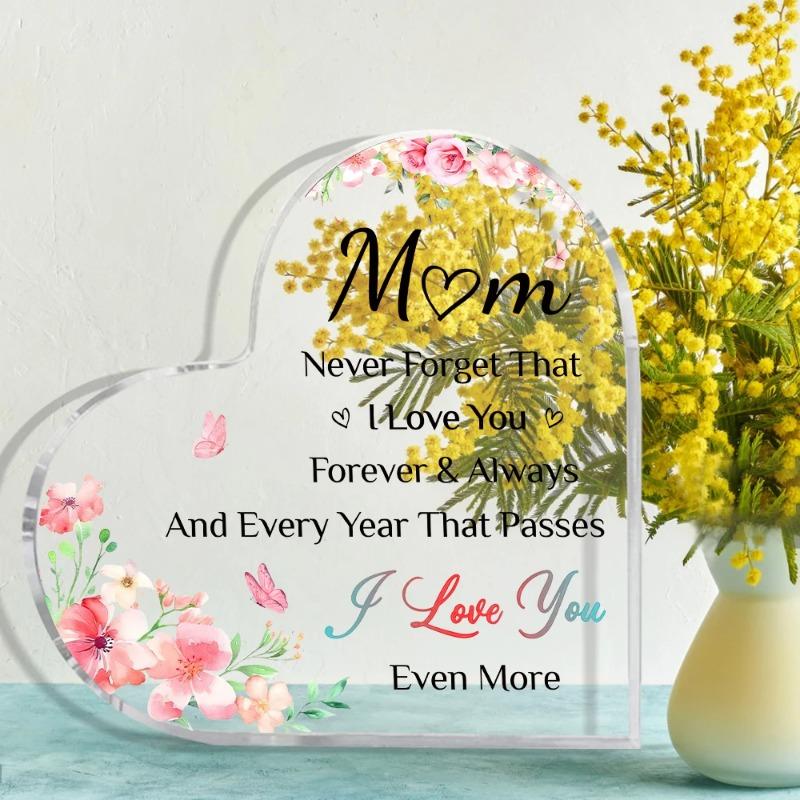 2D Flat Mothers Day Gifts Desktop Decoration Plaque, Flower Design, Home Decor Plaque Hanging Wall Art Decorative Garden Decoration for Room Door Sign