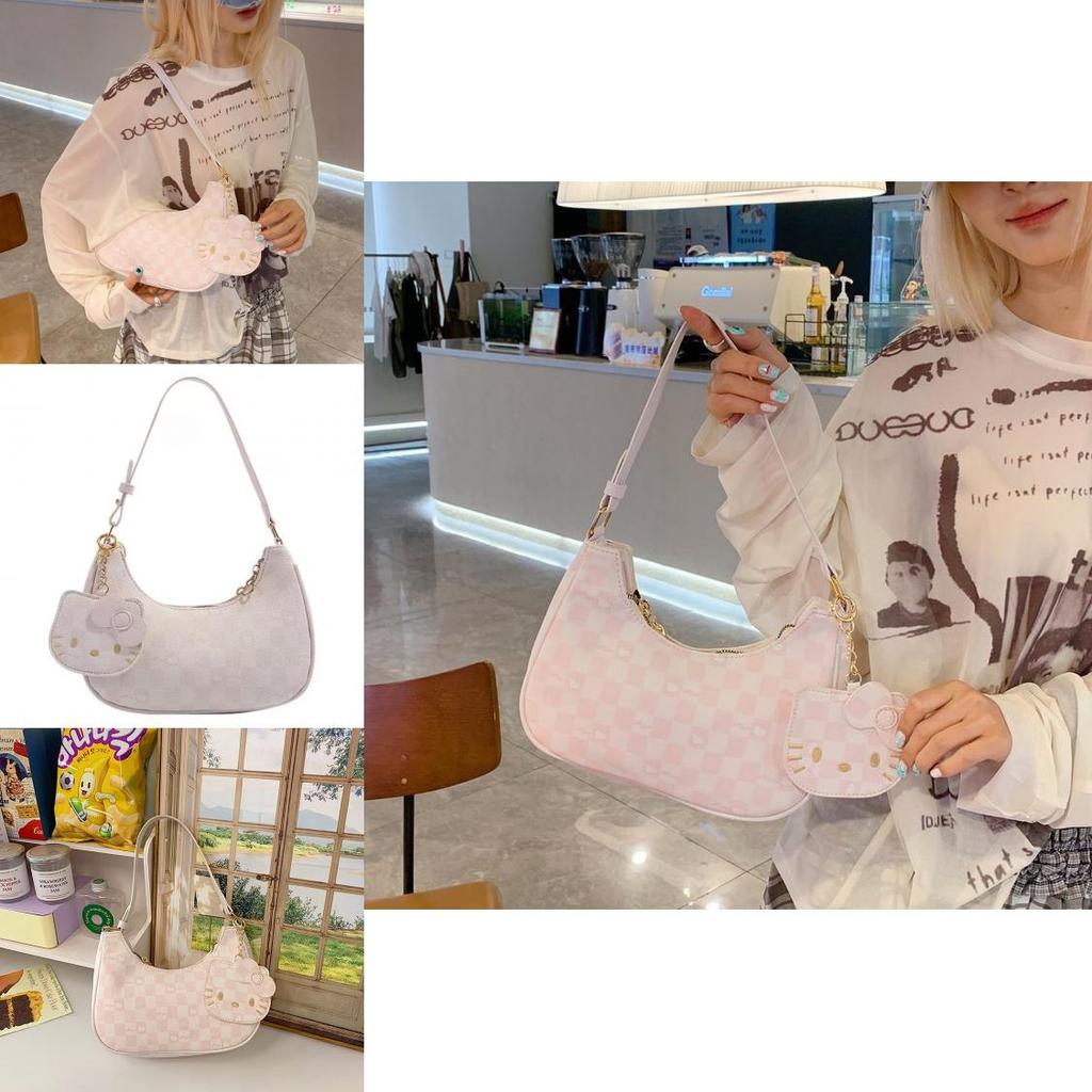 Cartoon Hello Kitty Shoulder Bag For Women With Pu Material And Cute Print For Daily Use