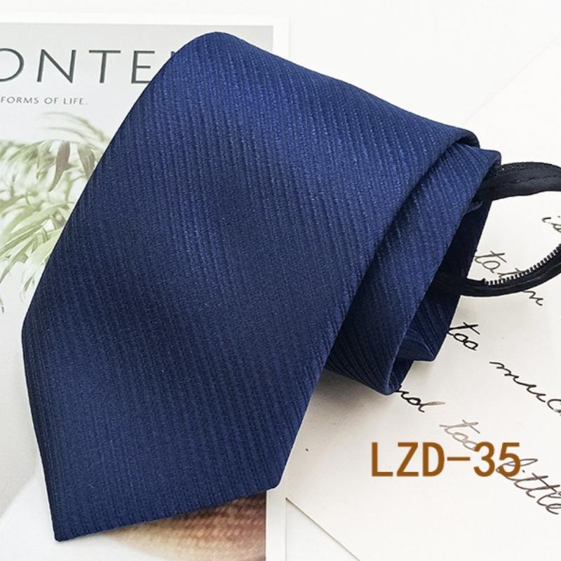 Men's Formal Business Tie with 8cm Zipper, Striped Black Tie, No Knotting Required.