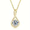 Ladies' Twisted Water Droplet Pendant Necklace, Round Synthetic Zircon Inlay, Minimalist and Elegant Jewelry, Daily Wearing Necklace