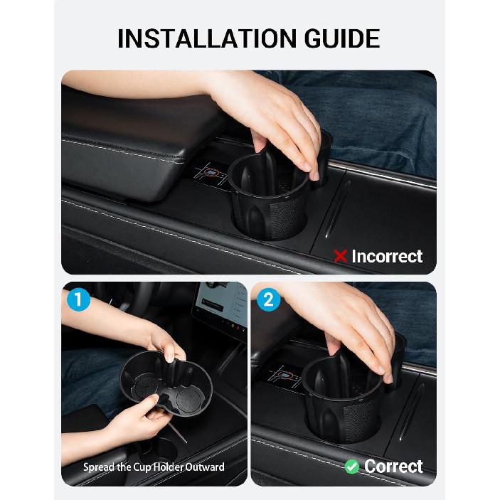 Motrobe Tesla Model Y -2024 Model 3 - Center Console Cup Holder Ert Tesla Center Console Interior Accessories (Not Fit Model Y Juniper 2025 2026