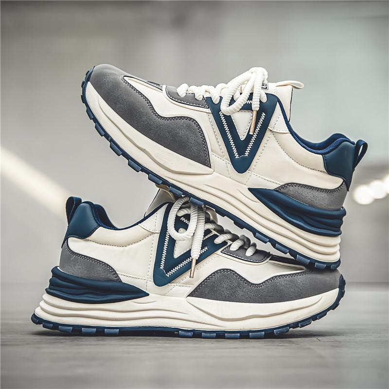 

Мужская обувь, повседневные кроссовки на толстой подошве, дышащая обувь, новые мужские слипоны, противоскользящая прогулочная обувь на плоской подошве, модная вулканизированная обувь 39 синий