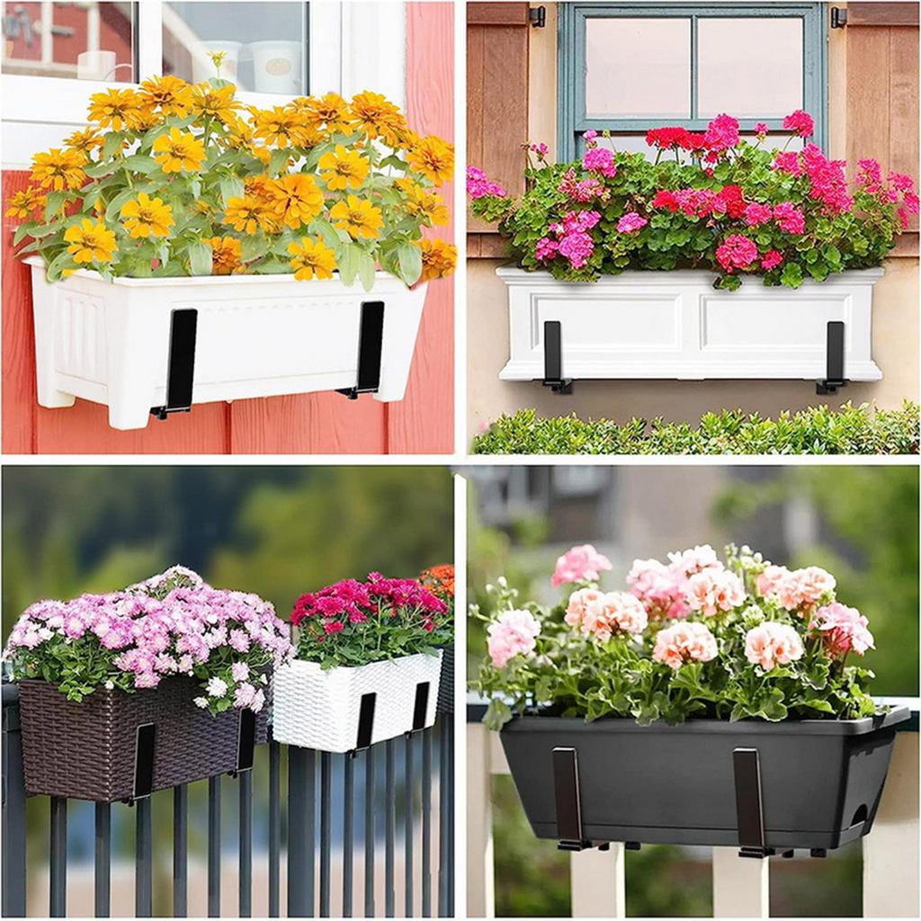 2/4Pcs Flower Box Brackets Adjustable Wall Planter Hook Hanging Plant Brackets Window Planter Hangers for Garden Fence