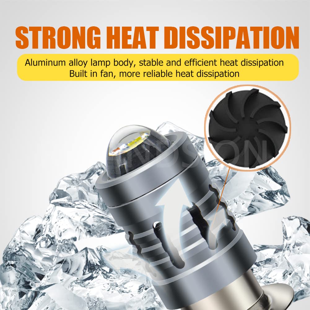 Ruiansion P15D-25-3 LED Motorcycle Headlight Bulb White AC 12-36V/DC 12-80V