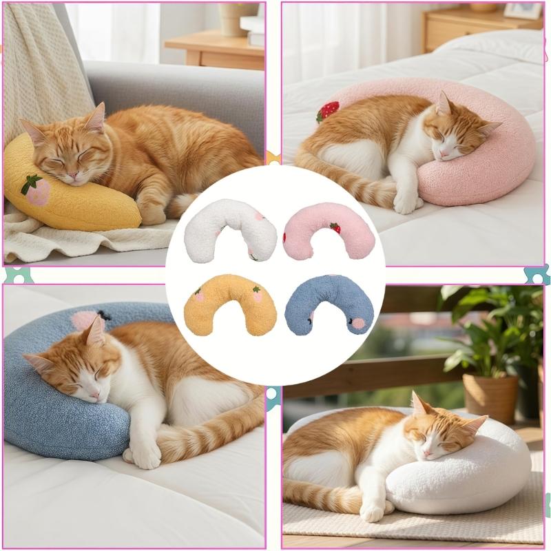 Pack of 4 NonSlip Bottom Pet Pillow for Safety During Kitten Activity and Lounging Cushion Bed Pillow for Small Cats