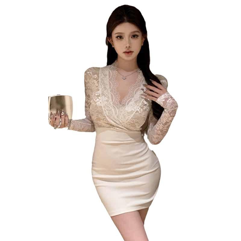 Rochie sexy cu imprimeu din dantelă și talie înaltă pentru femei