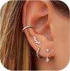 Gold-Plated Brass Hoop Earrings Fashion Set - European & American Design