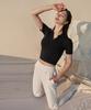 Debiweeo Air Fit Collar Crop Short Sleeve Devi-T0075-Black