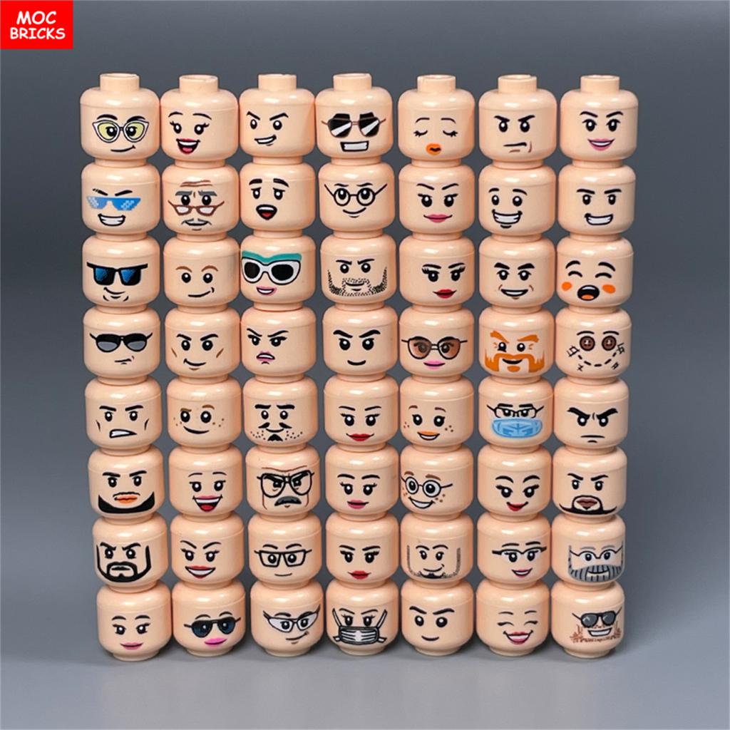 MOC Bricks Hollow Flesh Face Expression Head For 4cm Figure DIY Educational Building Blocks Toys For Children Gifts