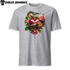 Gothic Unisex T-Shirt Snake Wrapped Around Heart with Roses and Crown Tee