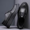 2025 Fashion Brand Male Brogues Footwear Genuine Leather Mens Casual Shoes Thick Sole Height Increasing Shoes Pure Black