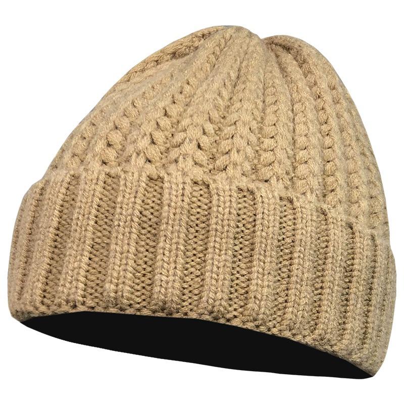 Winter warm knitted hat versatile thick wool twist hat women's ear protection cold solid color hat