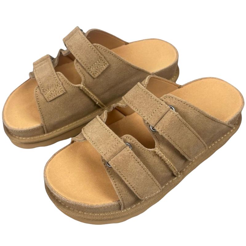 

Fashion Classic Cork Slippers Cowhide Leather Women Thick Soled Sandals Outside Comfortable Casual Beach Women Slippers Zapatos De Mujer 35 коричневый