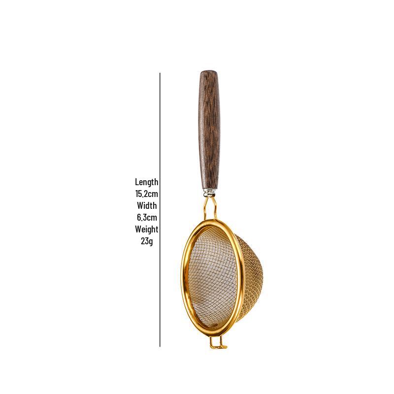 Japanese Style Wooden Handle Stainless Steel Tea Infuser and Strainer - Gongfu Tea Set Accessories for Pu'er Tea Ceremony