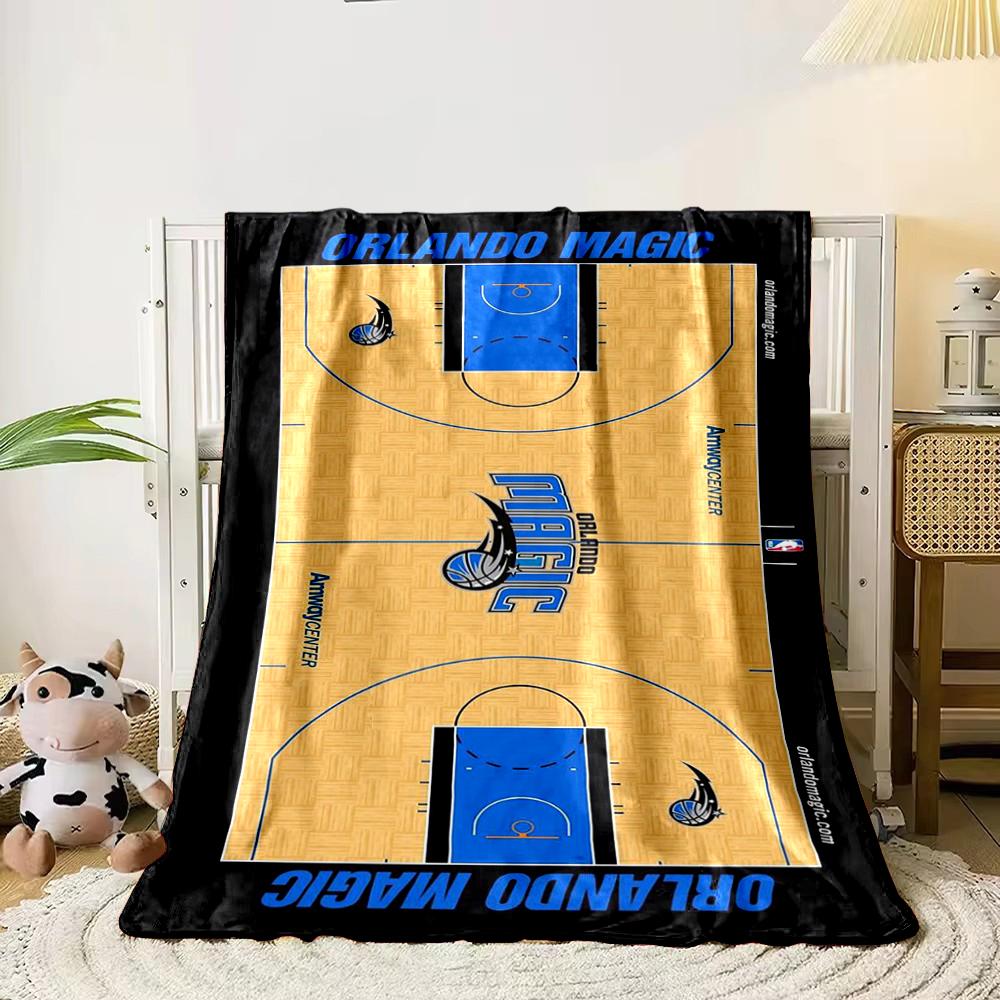 Orlando Magic Basketball Court Design Blanket Flannel Blanket for Bedroom, Living Room, Sofa, and Nap Sofas.