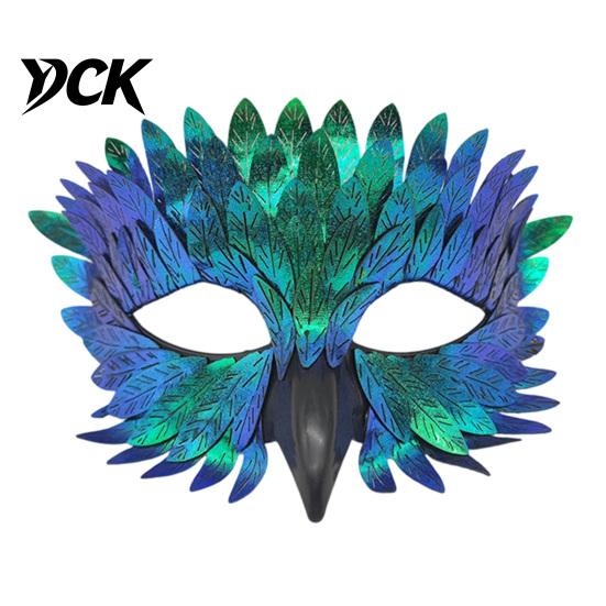 Plastic Feather Masque Bird Masquerade Masque, Iridescent Half Face Comfortable for Festivals with 3D Beak Halloween Costume, Cosplay Party