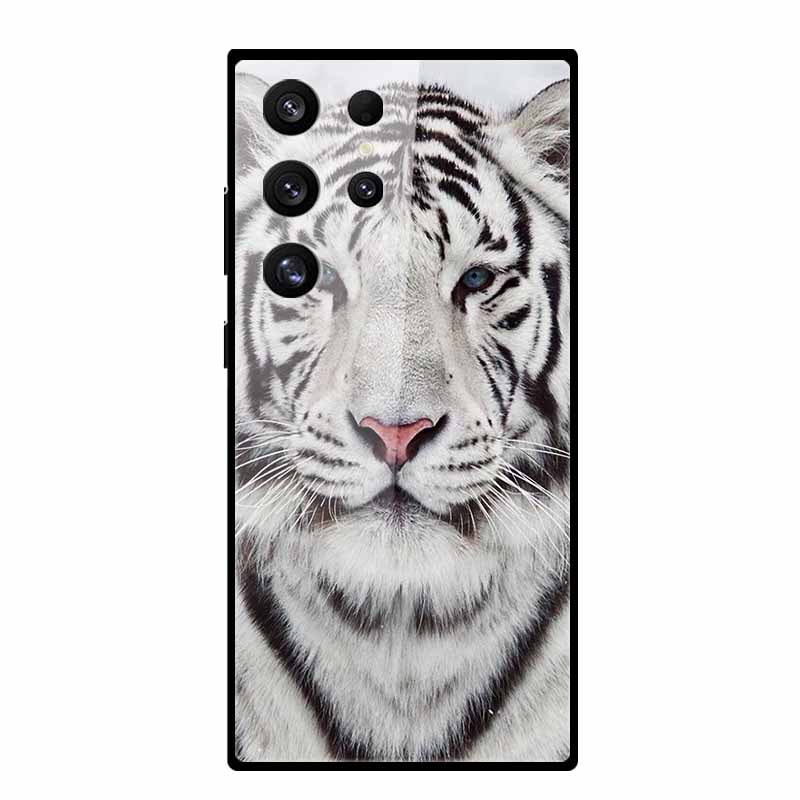 For Samsung S25 S 25 Ultra Hard Tempered Glass Case Capa Coque Bumper For Samsung Galaxy S 24 S24+ FE Wolf Phone Back Cover
