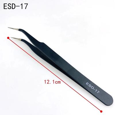 10pcs Anti Static ESD Stainless Steel Tweezers Maintenance Tools Industrial Precision Curved Straight Tweezers Repair