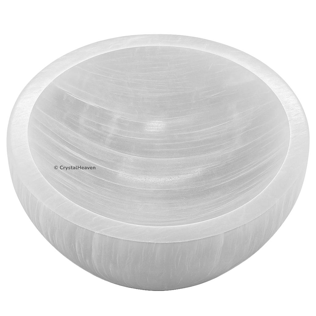 Certified Selenite Bowl to Charge Crystal - 4" Round Original Selenite Plate Selenite Crystal Bowl for Energy Cleansing and Recharging - Premium