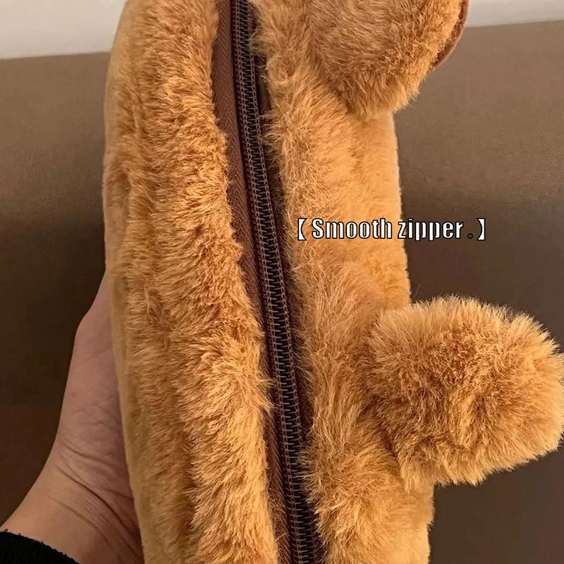 Cartoon Cute Plush Animal Capybara Pencil Bag Large Capacity Cosmetic Bag Kawaii School Stationery Multifunctional Storage Bag