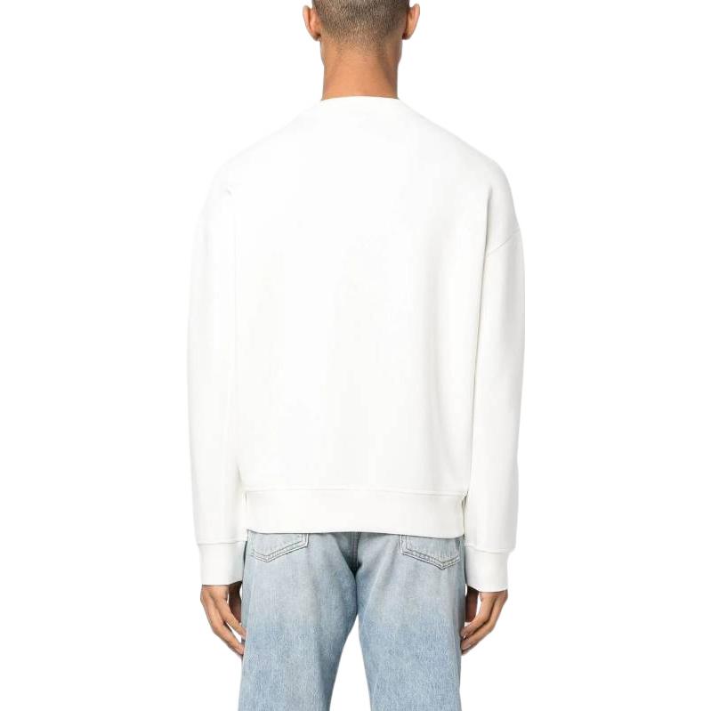 Emporio Armani Ss23 Letter Floral Print Crew Neck Sweatshirt Men Sweatshirt White 3R1MBB-1JHSZ-0101