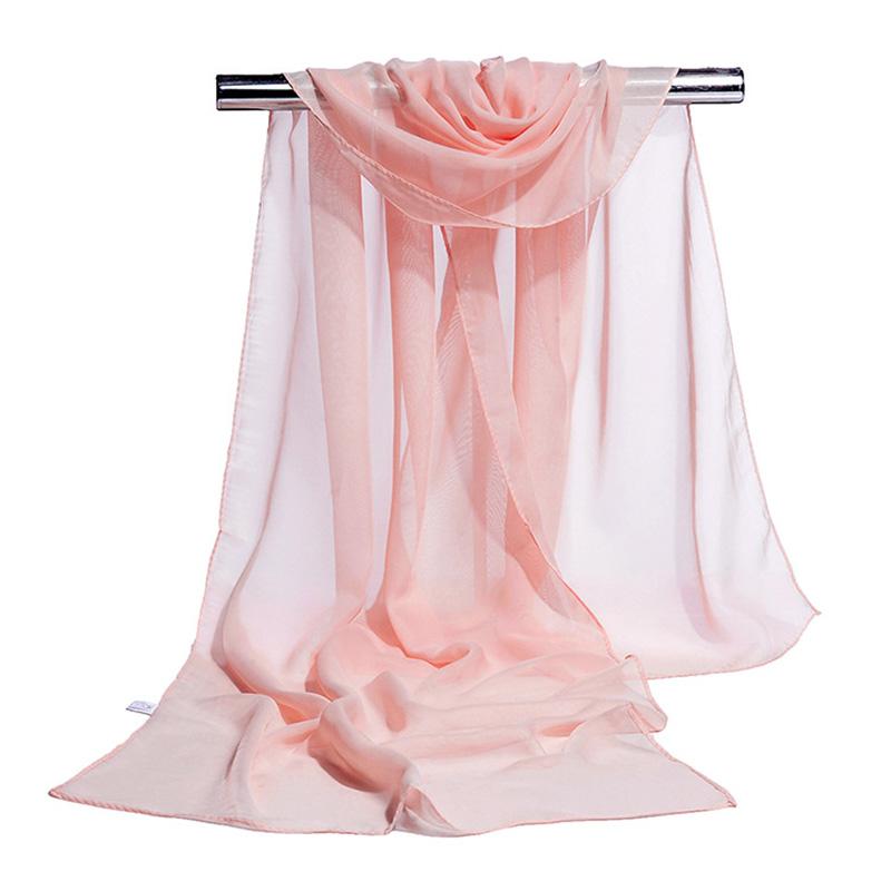 Koreanisches Damen Hochzeits-Abendparty-Kleid Schal Einfarbige Transparente Chiffon-Seiden-Schal Sommer Strandtuch Sonnenschutz-Schal R22