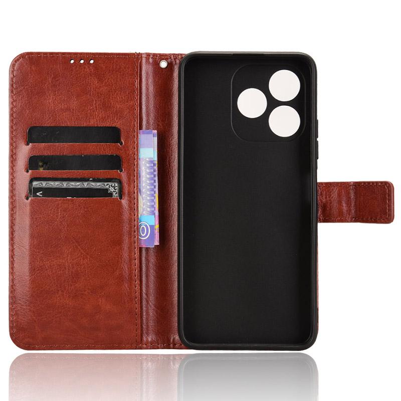 For Oukitel C51 Leather Phone Case Wallet Crazy Horse Texture
