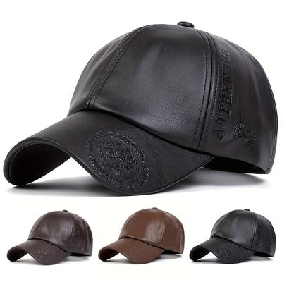 Módní embosovací proces Pu Leather Hat Outdoor Unisex Waterproof Baseball Cap Hip Hop Snapback Caps Wild Hats Gorras
