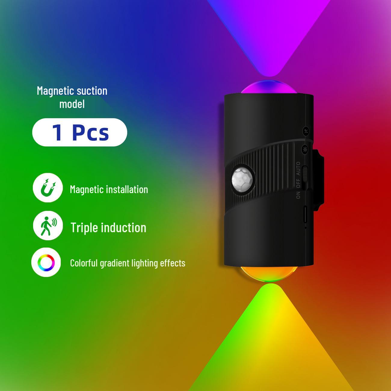 

RGB Gradient Night Light with Motion Sensor and Rechargeable Magnetic Wall Mount 1W