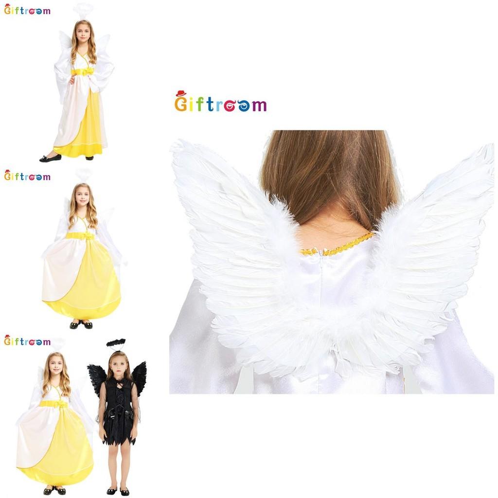 Charming Halloween Costume For Girls Featuring Playful Angel Dress In Polyester Fabric
