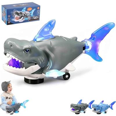Electric Glowing Swivel Shark,Light Up Shark Smart Sensory Explorer,Bump and Go Moving Swivel Sharks,Multi-Color LED Lights & Audio (B/Battery)