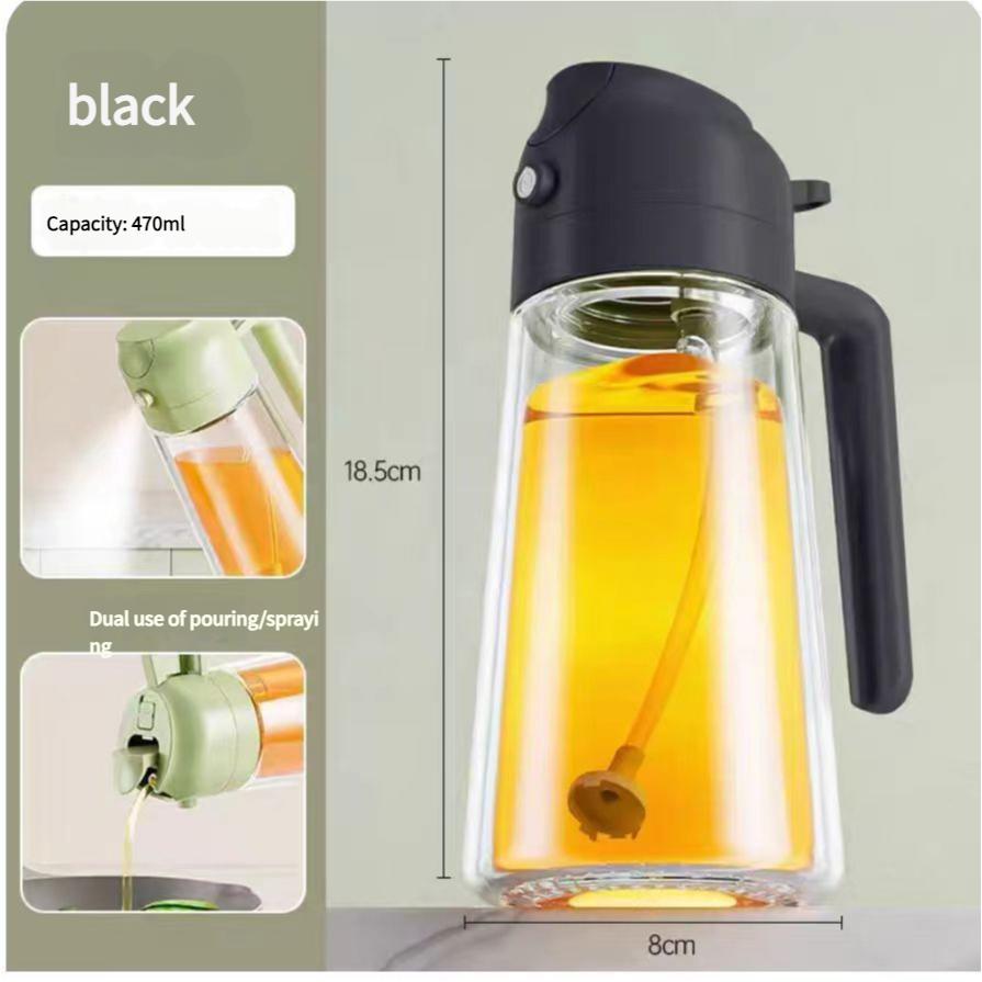 oil spray pot Kitchen oil spray bottle Household glass press-type spray pour integrated atomizing oil bottle чёрный