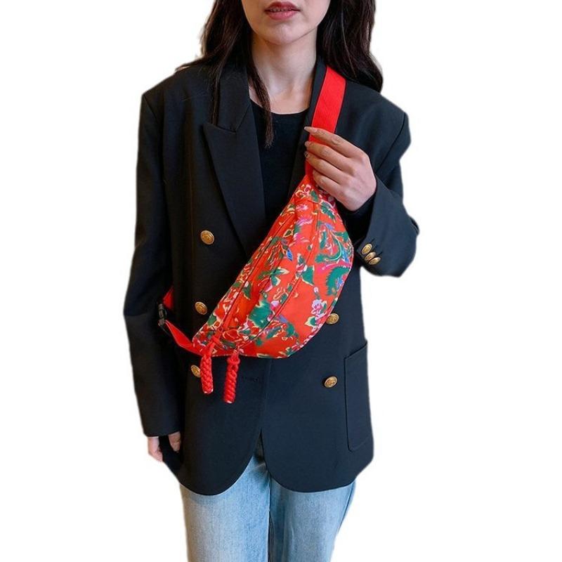 Big Flower Crossbody Bag New Guochao Breast Bag Personality Versatile Fashion Fanny Bag Tide Bag